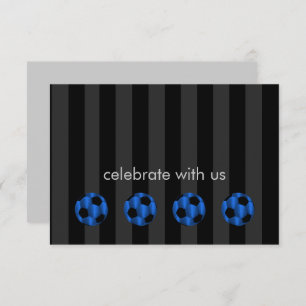 Bar Mitzvah Blue and Black Soccer Ball Invitation
