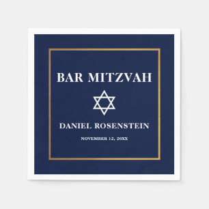 Bar Mitzvah Blue and Gold Napkin