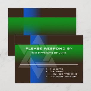 Bar Mitzvah Blue and Green on Any Colour RSVP Card