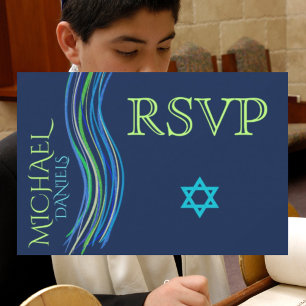 Bar Mitzvah Blue and Green Prayer Shawl RSVP