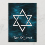 Bar Mitzvah Blue Nebulae & Silver Star of David Invitation<br><div class="desc">For the big and little events in life - throw a party and send creative invitations.  Customise with the information for your event.
  
   Folded Cards and Coordinating Postage Stamps of this design are available in this store.</div>