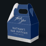 Bar Mitzvah Blue & Silver Thank You  Favour Box<br><div class="desc">Bar Mitzvah and Bat Mitzvah Personalised Favour Box with a simple and modern blue and silver grey Thank You design featuring a simple faux silver texture border edges and personalised text. Coordinating items available in the Paper Grape Zazzle Designer Shop Bar Mitzvah Section. Edit the colours and fonts by clicking...</div>