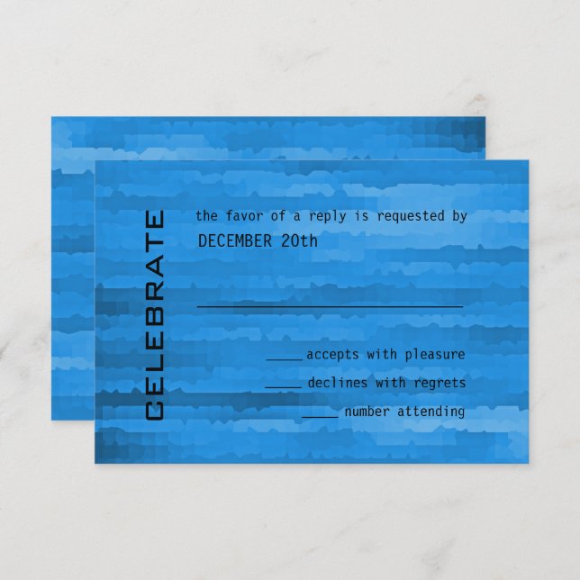 Bar Mitzvah Blue Techno Streaks RSVP Card (Front/Back)