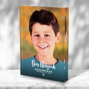 Bar Mitzvah Bold Modern Script Custom Keepsake Photo Block