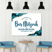 Bar Mitzvah Bold Typography Turquoise Gold Welcome