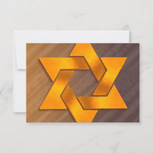 Bar Mitzvah Brown and Orange Star of David RSVP