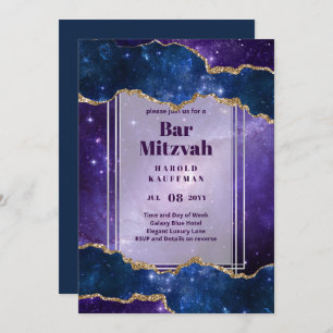 BAR MITZVAH CARDS Celestial Skies Blue Galaxy Gold