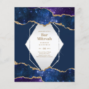 BAR MITZVAH CARDS Celestial Skies Blue Galaxy Gold