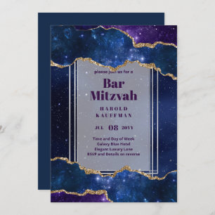 BAR MITZVAH CARDS Celestial Skies Blue Galaxy Gold