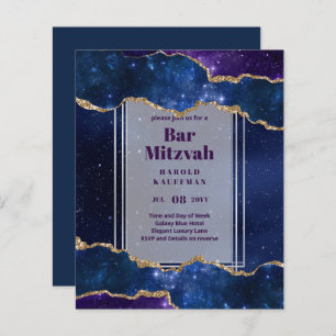 BAR MITZVAH CARDS Celestial Skies Blue Galaxy Gold