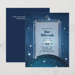BAR MITZVAH CARDS Celestial Skies Blue Galaxy Gold