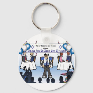 Bar Mitzvah Cartoon by PrintedPerfection.com  Key Ring