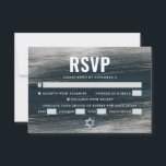 Bar Mitzvah Charcoal Grey Silver Foil Modern Bold RSVP Card<br><div class="desc">Be proud, rejoice and celebrate this milestone of your favourite Bar Mitzvah with this cool, unique, modern, personalised RSVP insert card for your event! Metallic silver foil brush strokes and Star of David, along with bold, white typography, overlay a rich, dark charcoal grey blue ombre paint background. Personalise the custom...</div>