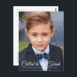 Bar Mitzvah Classic Elegant  Photo Invitation Postcard<br><div class="desc">"Called to the Torah" written in playful cursive script with sans serif typography on a simple colour background. Add a custom photo. 

Available here:
http://www.zazzle.com/store/selectpartysupplies</div>