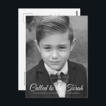 Bar Mitzvah Classic Elegant  Photo Invitation Postcard<br><div class="desc">"Called to the Torah" written in playful cursive script with sans serif typography on a simple colour background. Add a custom photo. 

Available here:
http://www.zazzle.com/store/selectpartysupplies</div>