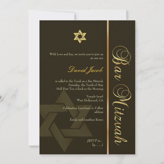 Bar Mitzvah/coffee/gold Invitation (Front)