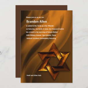 Bar Mitzvah Copper Star of David Invitation