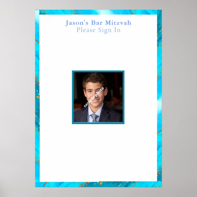 Bar Mitzvah, Custom, Photo Sign in Board (Front)