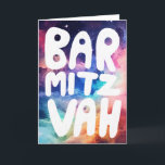 BAR MITZVAH Customisable Rainbow Galaxy Congrats Card<br><div class="desc">Hand drawn text by me for you with a colourful rainbow background. Add your own text to the inside of the card. For more designs and colours check my shop! Or let me know if you'd like something custom. I also have matching wrapping paper and of course both Bar and...</div>