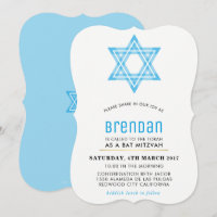 BAR MITZVAH cute modern tween star of david blue