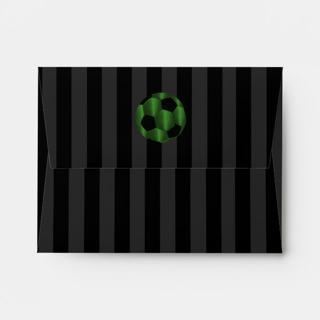 Bar Mitzvah Emerald Green and Black Soccer Ball Envelopes (Back (Top Flap))