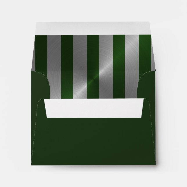 Bar Mitzvah Emerald Green and Silver Stripe Envelopes (Back (Bottom))