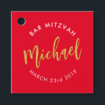 BAR MITZVAH favour modern red gold calligraphy Favour Tags<br><div class="desc">by kat massard
Favour Tag for your child's Bar / Bat Mitzvah - for gifting at the reception</div>