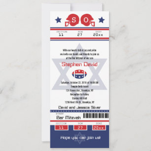 Bar Mitzvah Football Ticket Invitation