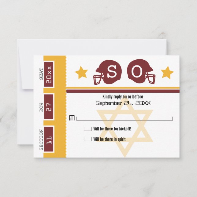 Bar Mitzvah Football Ticket RSVP (Front)