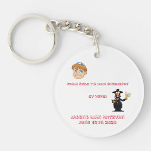 Bar Mitzvah "from boy to man" key chain-humourous Key Ring