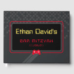 BAR MITZVAH gamer cool trendy red black Guest Book<br><div class="desc">by kat massard >>> WWW.SIMPLYSWEETPAPERIE.COM <<< - - - - - - - - - - - - - - - - A super cool GAMER THEMED welcome sign for your event. Setup as a template it is simple for you to add your own details, or hit the customise button...</div>