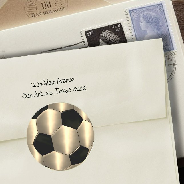 Bar Mitzvah Gold and Black Soccer Ball Classic Rou Classic Round Sticker (Creator Uploaded)