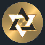 Bar Mitzvah Gold Black White Star of David Classic Round Sticker<br><div class="desc">Bar Mitzvah and Bat Mitzvah invitation sets designed by Umua. Printed and shipped by Zazzle or its partners.</div>
