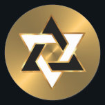 Bar Mitzvah Gold Black White Star of David Classic Round Sticker<br><div class="desc">Bar Mitzvah and Bat Mitzvah invitation sets designed by Umua. Printed and shipped by Zazzle or its partners.</div>