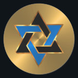 Bar Mitzvah Gold Blue Black Star of David Classic Round Sticker<br><div class="desc">Bar Mitzvah and Bat Mitzvah invitation sets designed by Umua. Printed and shipped by Zazzle or its partners.</div>