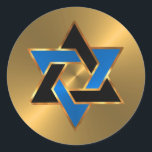 Bar Mitzvah Gold Blue Black Star of David Classic Round Sticker<br><div class="desc">Bar Mitzvah and Bat Mitzvah invitation sets designed by Umua. Printed and shipped by Zazzle or its partners.</div>