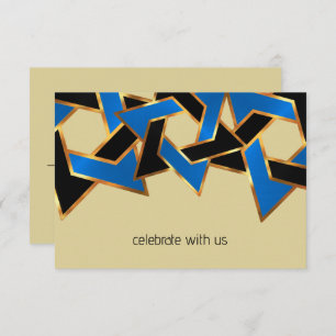 Bar Mitzvah Gold Blue Black Star of David Invitation