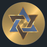 Bar Mitzvah Gold Blue Brown Star of David Classic Round Sticker<br><div class="desc">Bar Mitzvah and Bat Mitzvah invitation sets designed by Umua. Printed and shipped by Zazzle or its partners.</div>