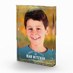 Bar Mitzvah Gold Brush Bold Modern Typography Photo Block<br><div class="desc">Be proud, rejoice and showcase this milestone of your favourite Bar Mitzvah with this cool, unique, modern, personalised keepsake custom photo block! Metallic faux gold foil brush strokes and Star of David, along with bold, white typography, overlay the photo of your choice. Personalise the custom text with your Bar Mitzvah’s...</div>