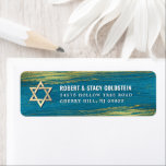 Bar Mitzvah Gold Foil Turquoise Return Address Return Address Label<br><div class="desc">Be proud, rejoice and celebrate this milestone of your favourite Bar Mitzvah whenever you use this cool, unique, modern, personalised return address label! Metallic gold foil brush strokes and Star of David, along with bold, white typography, overlay a rich, turquoise blue ombre paint background. Personalise the custom text with your...</div>
