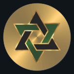 Bar Mitzvah Gold Green Black Star of David Classic Round Sticker<br><div class="desc">Bar Mitzvah and Bat Mitzvah invitation sets designed by Umua. Printed and shipped by Zazzle or its partners.</div>