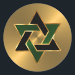 Bar Mitzvah Gold Green Black Star of David Classic Round Sticker<br><div class="desc">Bar Mitzvah and Bat Mitzvah invitation sets designed by Umua. Printed and shipped by Zazzle or its partners.</div>