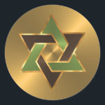 Bar Mitzvah Gold Green Brown Star of David Classic Round Sticker<br><div class="desc">Bar Mitzvah and Bat Mitzvah invitation sets designed by Umua. Printed and shipped by Zazzle or its partners.</div>