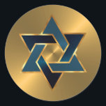 Bar Mitzvah Gold Navy Blue Star of David Classic Round Sticker<br><div class="desc">Bar Mitzvah and Bat Mitzvah invitation sets designed by Umua. Printed and shipped by Zazzle or its partners.</div>