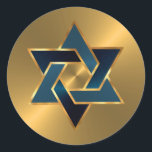 Bar Mitzvah Gold Navy Blue Star of David Classic Round Sticker<br><div class="desc">Bar Mitzvah and Bat Mitzvah invitation sets designed by Umua. Printed and shipped by Zazzle or its partners.</div>