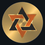 Bar Mitzvah Gold Orange Black Star of David Classic Round Sticker<br><div class="desc">Bar Mitzvah and Bat Mitzvah invitation sets designed by Umua. Printed and shipped by Zazzle or its partners.</div>
