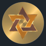 Bar Mitzvah Gold Orange Brown Star of David Classic Round Sticker<br><div class="desc">Bar Mitzvah and Bat Mitzvah invitation sets designed by Umua. Printed and shipped by Zazzle or its partners.</div>