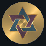 Bar Mitzvah Gold Purple Blue Star of David Classic Round Sticker<br><div class="desc">Bar Mitzvah and Bat Mitzvah invitation sets designed by Umua. Printed and shipped by Zazzle or its partners.</div>