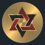 Bar Mitzvah Gold Red Black Star of David Classic Round Sticker<br><div class="desc">Bar Mitzvah and Bat Mitzvah invitation sets designed by Umua. Printed and shipped by Zazzle or its partners.</div>