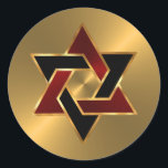 Bar Mitzvah Gold Red Black Star of David Classic Round Sticker<br><div class="desc">Bar Mitzvah and Bat Mitzvah invitation sets designed by Umua. Printed and shipped by Zazzle or its partners.</div>